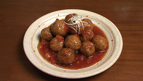 トマト肉だんごのトマト黒酢あんかけ