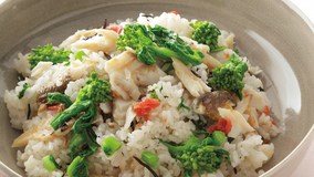 菜の花とかますのひじきご飯