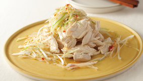 蒸し鶏のねぎオイルがけ