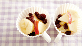 フルーツと甘納豆のみつ豆風