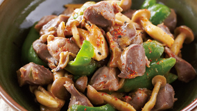 砂肝とピーマンのみそ炒め