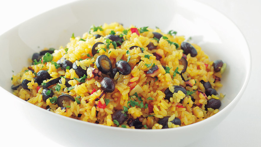 黒豆とたこのパエリヤ