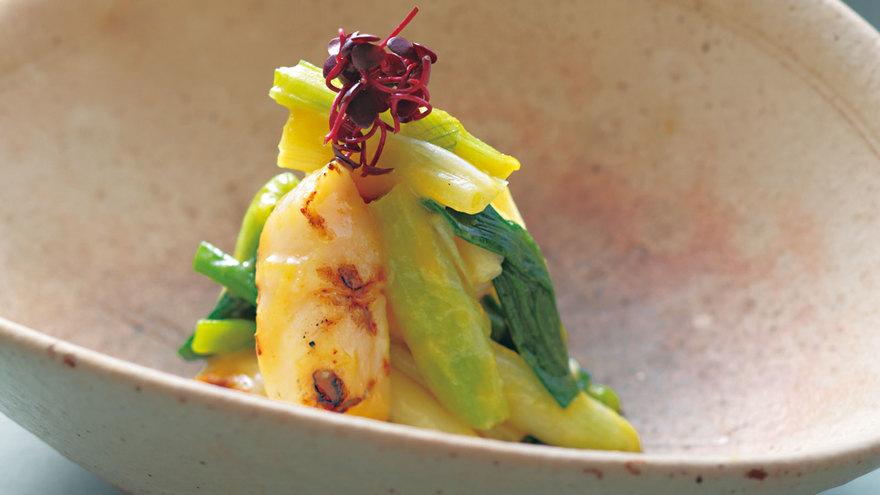 帆立とわけぎの酢みそあえ