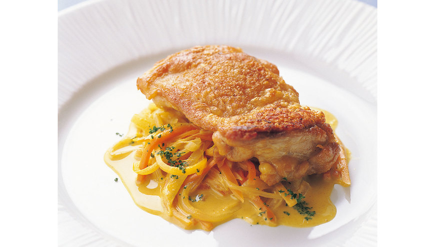 鶏もも肉のソテー カレーソース