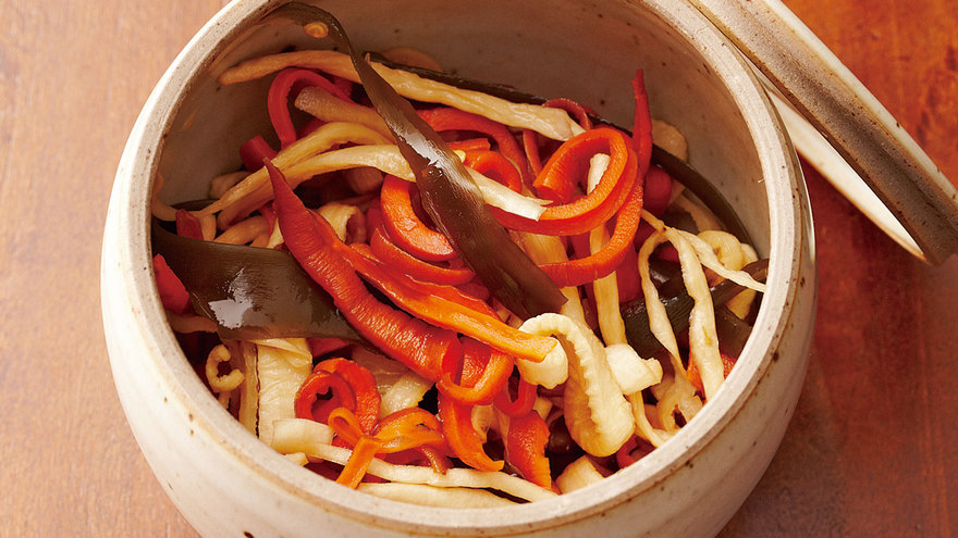 根菜の皮の酢じょうゆあえ