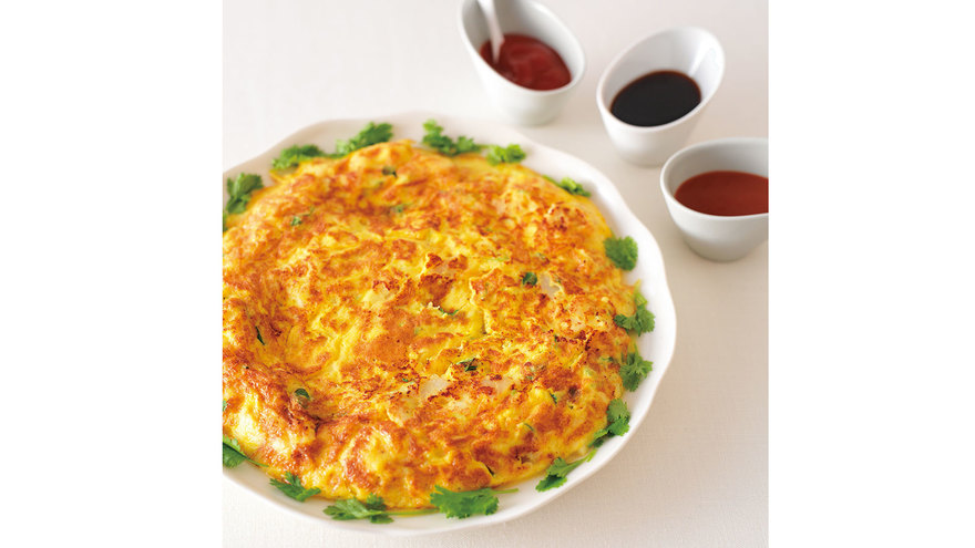 厚揚げと帆立ての中国風オムレツ