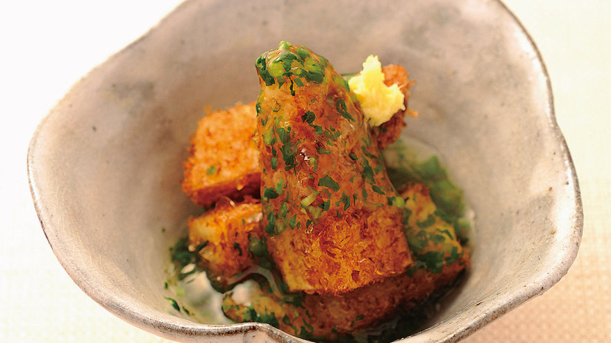 じゃがいもの土佐揚げ春菊あん