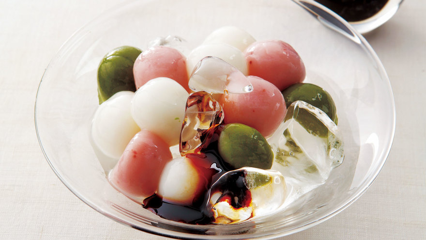 三色白玉 黒みつ添え