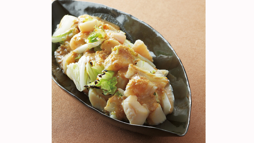 焼き白菜と帆立てのごま酢サラダ