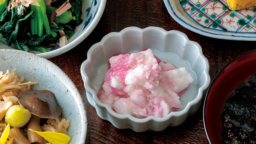 長芋の赤梅酢あえ