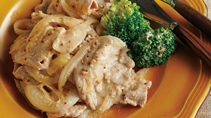 薄切りポークソテーのみそマスタードソース