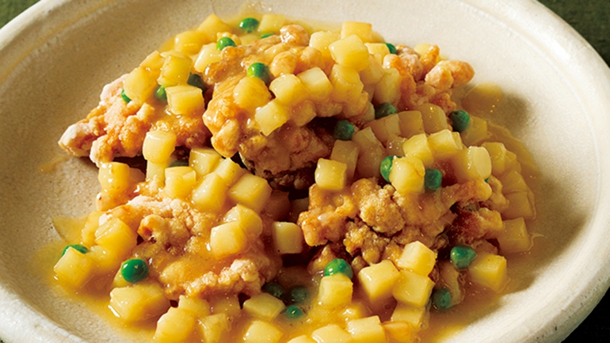 秋さけのじゃがいもあんかけ バター風味