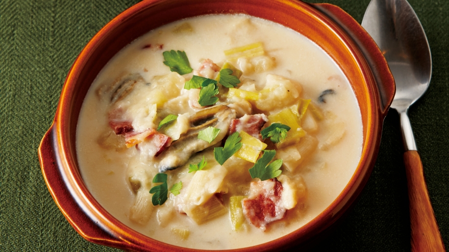 かきとねぎのチャウダー