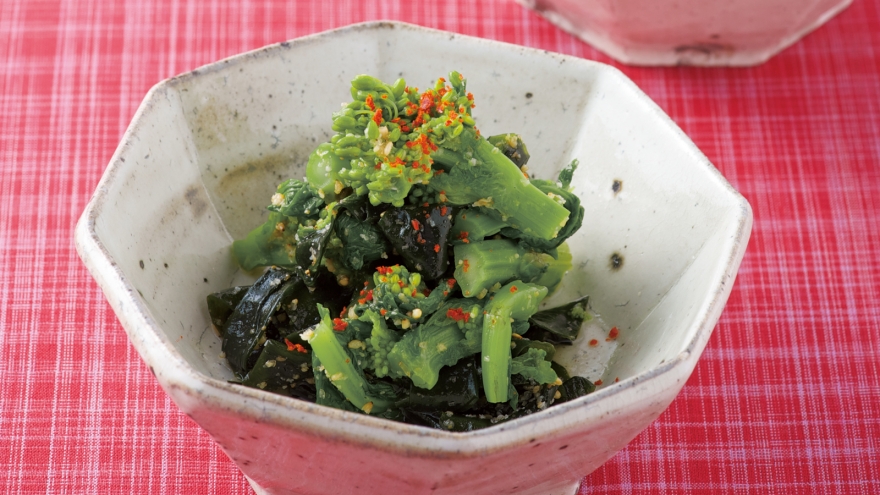 菜の花とわかめのごま酢あえ