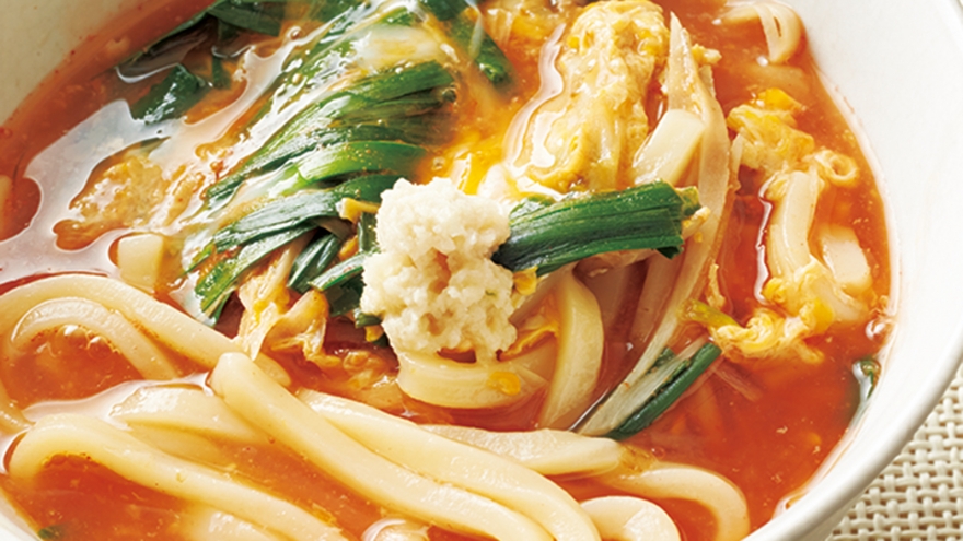 新ごぼうとにらのトマトうどん