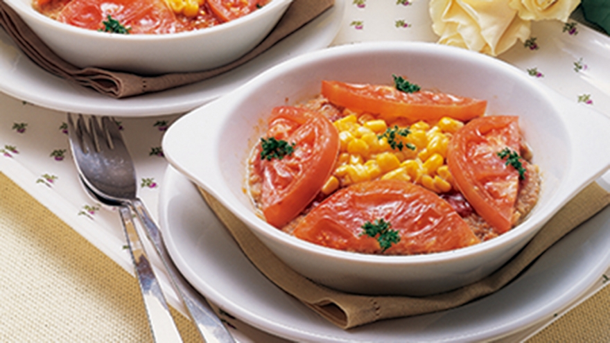 ひき肉のコーン蒸し