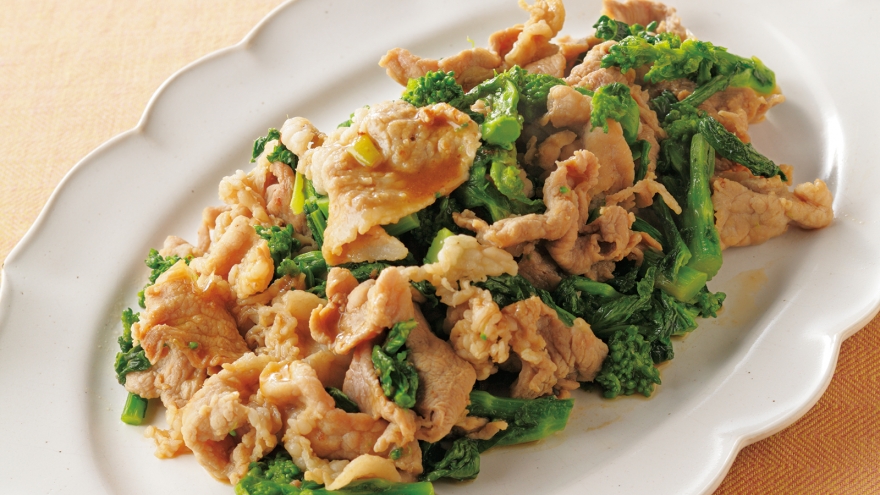 菜の花と豚肉の炒め物