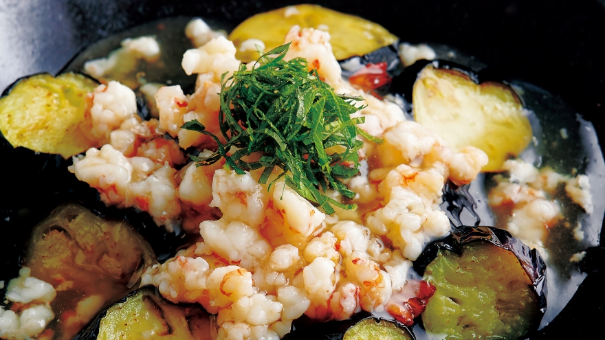 揚げなすのえびあんかけ