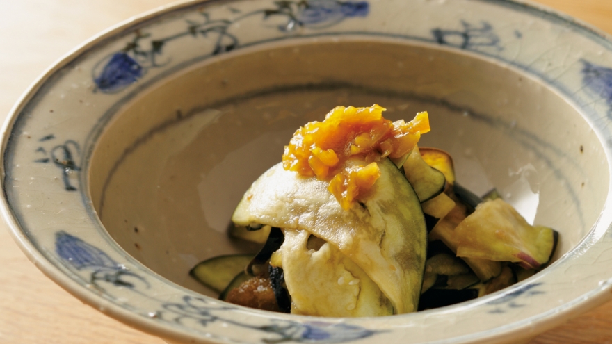 なすの梅じょうゆもみ