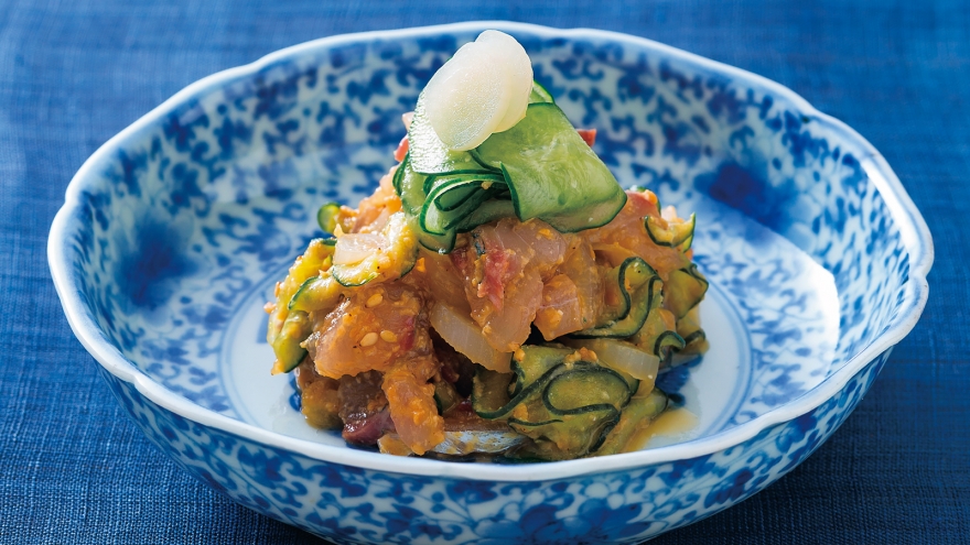 あじのらっきょう酢みそあえ