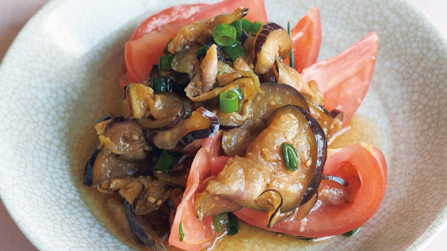 ポン酢なすのトマトあえ