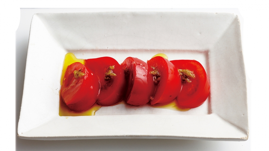 トマトのサラダ オリーブ油+柚子こしょう