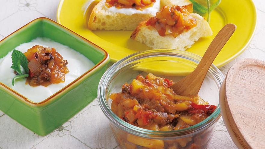 高野豆腐のチャツネ風フルーツソース