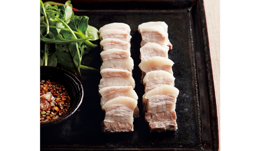 塩ゆで豚 香味じょうゆ添え