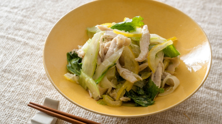 ゆで鶏のゆずシロップあえ