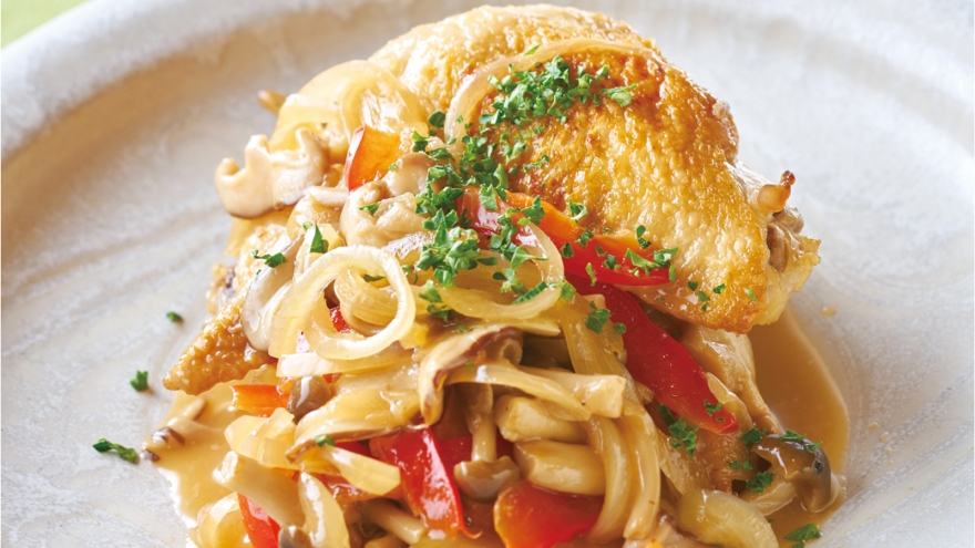 鶏手羽先ときのこのビネガー煮