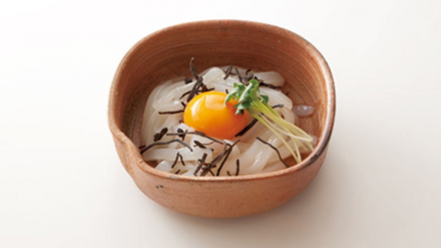 いかと塩昆布の黄身あえ