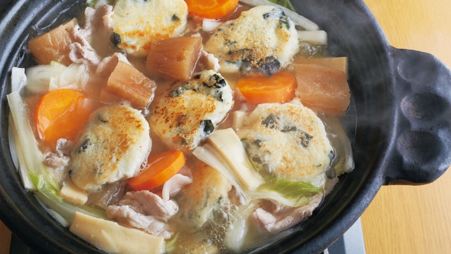 わかめだんごの干し野菜鍋