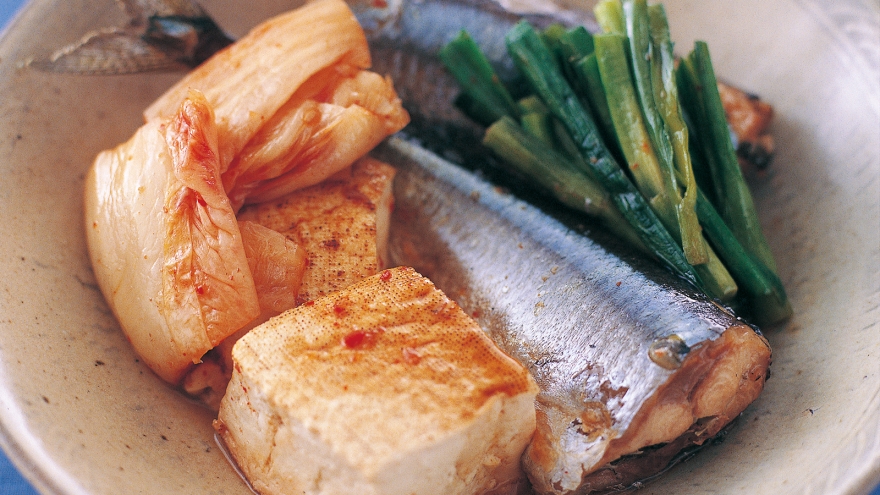 さんまと焼き豆腐のキムチ煮