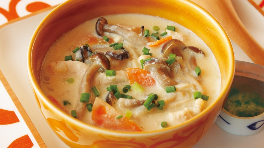 フリーズきのこDE豆乳がゆ