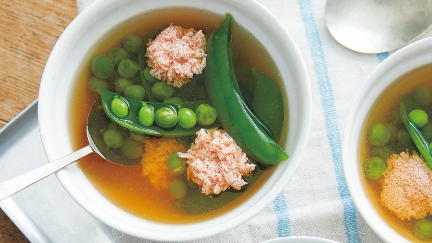 青豆と明太子のスープ