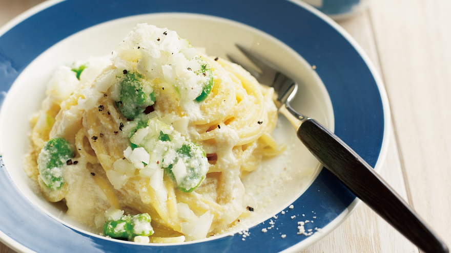 そら豆の豆腐クリームパスタ