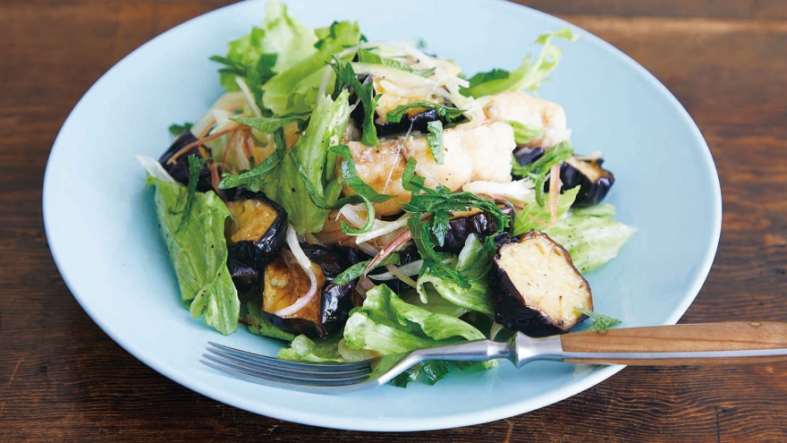 なすと白身魚のマスタードマリネサラダ