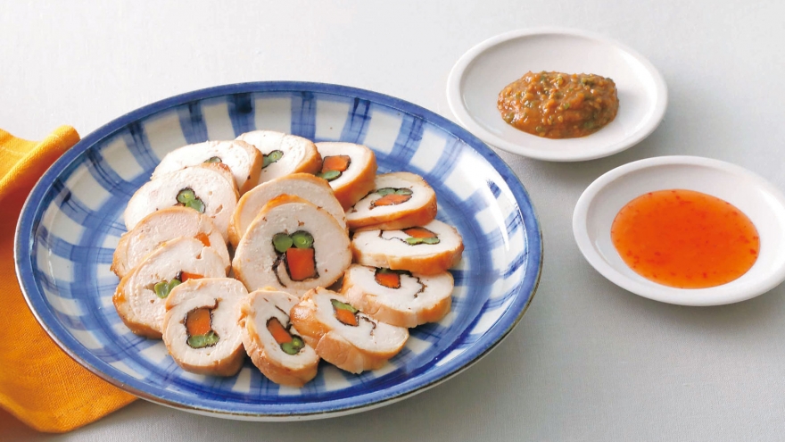 鶏むねロールのレンジ蒸し