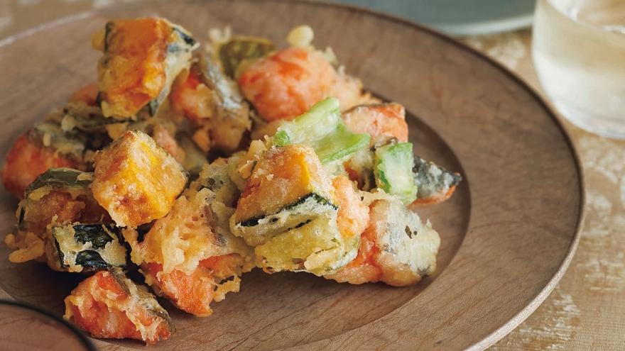 塩ざけと野菜のかき揚げ