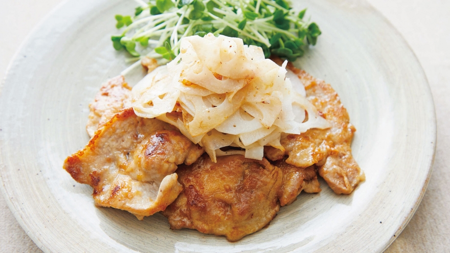 バターれんこんのせ 豚のしょうが焼き