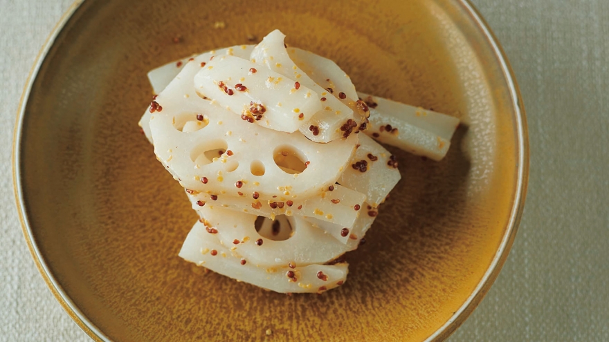 ダブルれんこんの粒マスタードあえ