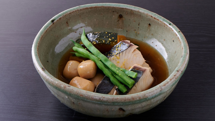 さわらとかぼちゃ、小芋の炊き合わせ