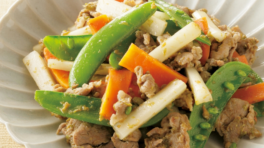 豚肉と春野菜のふきのとう炒め