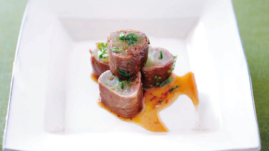 ふきと牛肉の春香巻き