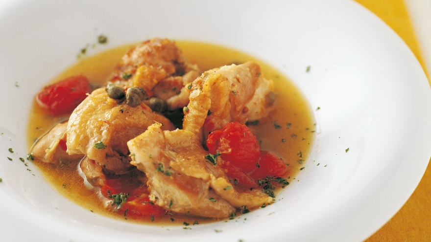 チキンの水煮 ケイパー風味