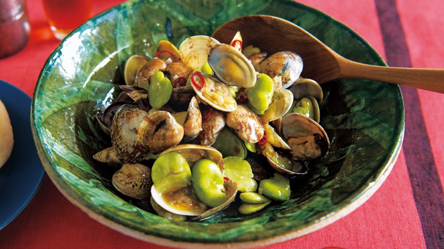 あさりとそら豆の中華蒸し