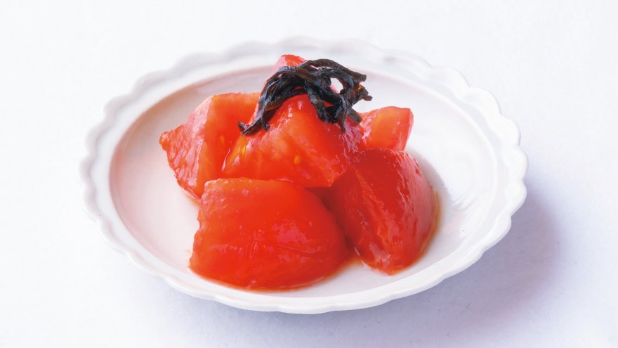 トマトの塩昆布あえ