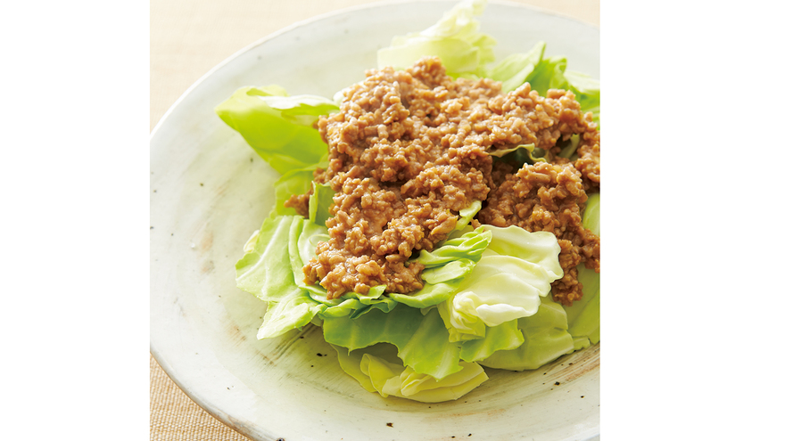 キャベツの肉みそがけ