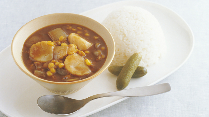 帆立てとコーンのカレー