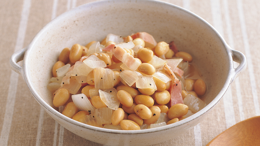 大豆とベーコンのスープ煮